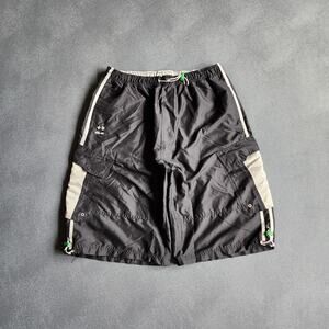 Vintage Baggy OTB One Tough Brand Black Cargo Polyester Shorts XL